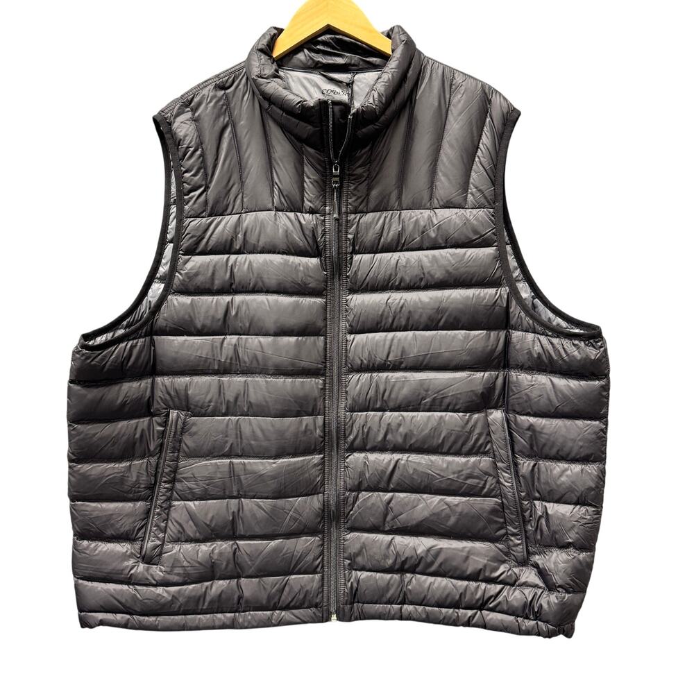 Solaris Down Vest Mens 2XB Black Puffer Jacket Packable Nylon + Travel Bag